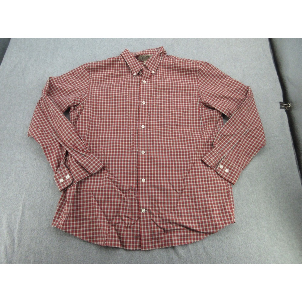 Duluth Trading Co Mens Button Down Shirt Regular Red Gingham Plaid Cotton XL